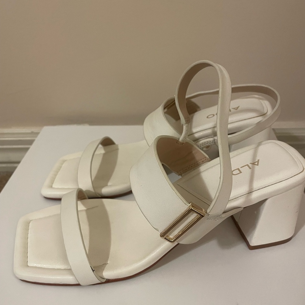 White chunky heels.
